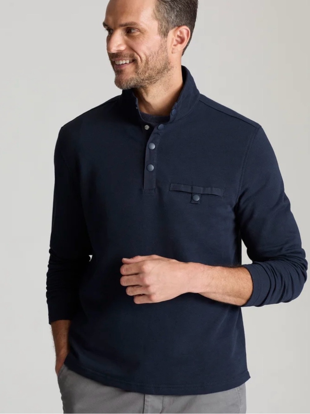 UNTUCKit Parkson Snap Fleece Men's Navy Long-Sleeve Henley Pullover